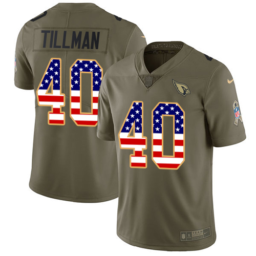 Cardinals #40 Pat Tillman Olive/USA Flag Youth Stitched Limited 2017 Salute To Service Jersey