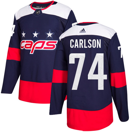 Adidas Washington Capitals #74 John Carlson Navy Authentic 2018 Stadium Series Stitched Jersey Men's