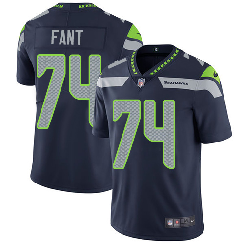 Seattle Seahawks #74 George Fant Steel Blue Team Color Men's Stitched Vapor Untouchable Limited Jersey Men's