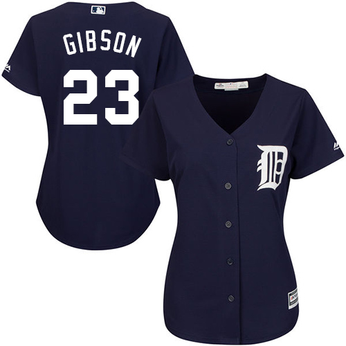 Detroit Tigers #23 Kirk Gibson Navy Blue Alternate Women's Stitched Jersey Womens
