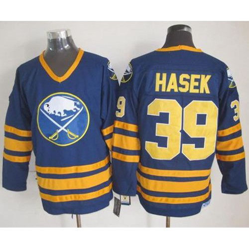 Buffalo Sabres #39 Dominik Hasek Navy Blue CCM Throwback Stitched Jersey Men's