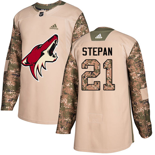 Adidas Arizona Coyotes #21 Derek Stepan Camo Authentic 2017 Veterans Day Stitched Youth Jersey Youth