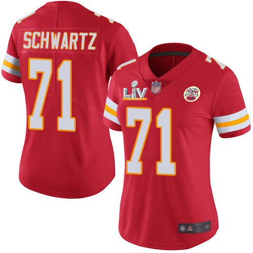 Kansas City Chiefs #71 Mitchell Schwartz Red Team Color Women's Super Bowl LV Bound Stitched Vapor Untouchable Limited Jersey Womens