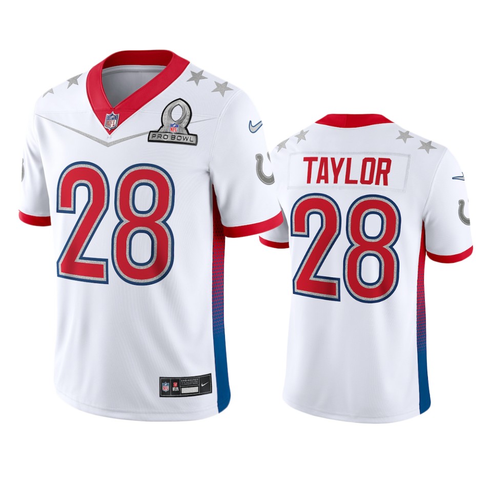 Colts #28 Jonathan Taylor Men's 2022 AFC Pro Bowl Game Jersey White