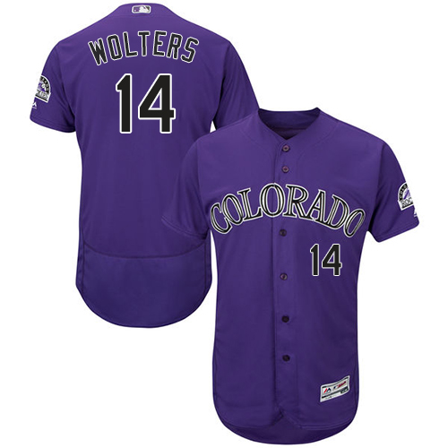 Colorado Rockies #14 Tony Wolters Purple Flexbase Authentic Collection Stitched Jersey Men's