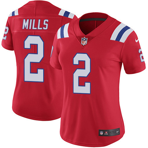 Patriots #2 Jalen Mills Red Alternate Women's Stitched Vapor Untouchable Limited Jersey
