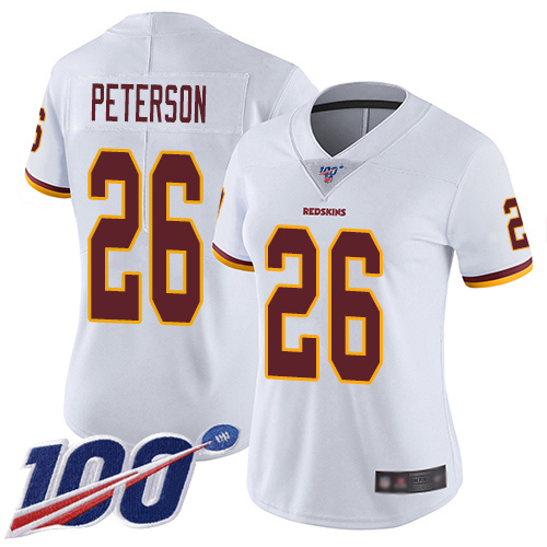 Washington Commanders #26 Adrian Peterson White Women's Stitched 100th Season Vapor Limited Jersey Womens