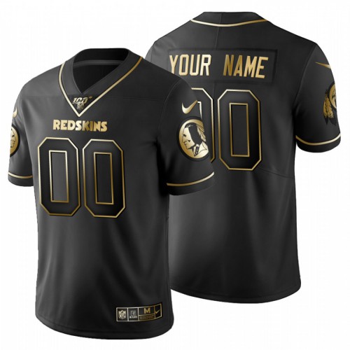 Washington Commanders Custom Men's Black Golden Limited 100 Jersey