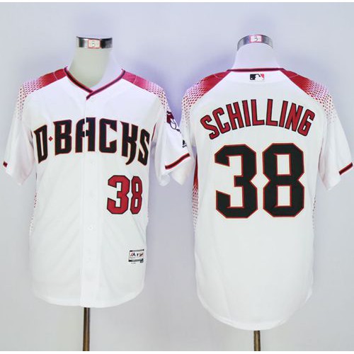 Arizona Diamondbacks #38 Curt Schilling White/Brick New Cool Base Stitched Jersey Men's