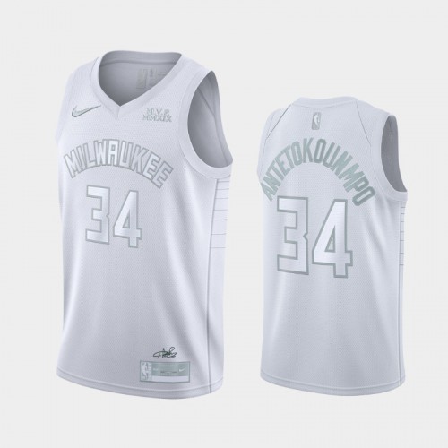Milwaukee Milwaukee Bucks #34 Giannis Antetokounmpo Mens White MVP Limited Jersey Mens