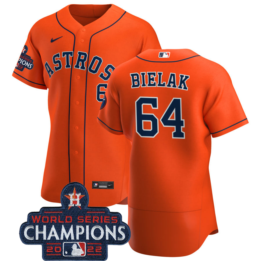 Houston Astros #64 Brandon Bielak Orange 2022 World Series Champions Orange Alternate Authentic Team Jersey
