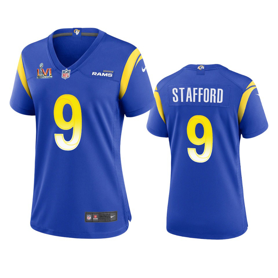 Los Angeles Rams #9 Matthew Stafford Women's Super Bowl LVI Patch Game Jersey - Royal