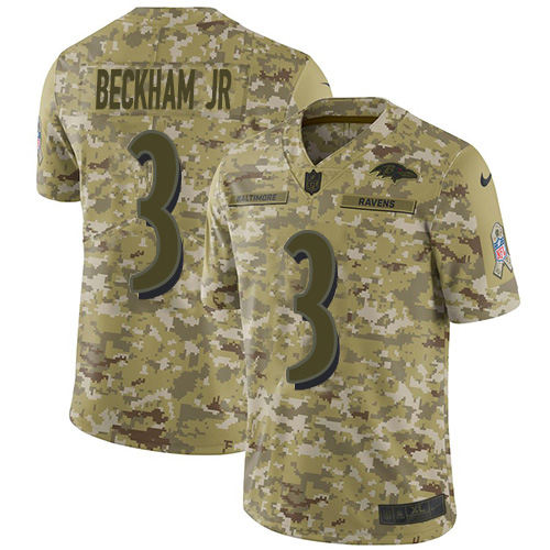 Ravens #3 Odell Beckham Jr. Camo Men's Stitched Limited 2018 Salute To Service Jersey