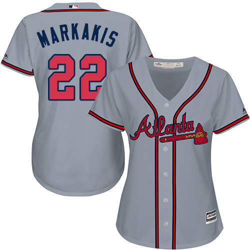 Atlanta Braves #22 Nick Markakis Grey Road Women's Stitched Jersey Womens