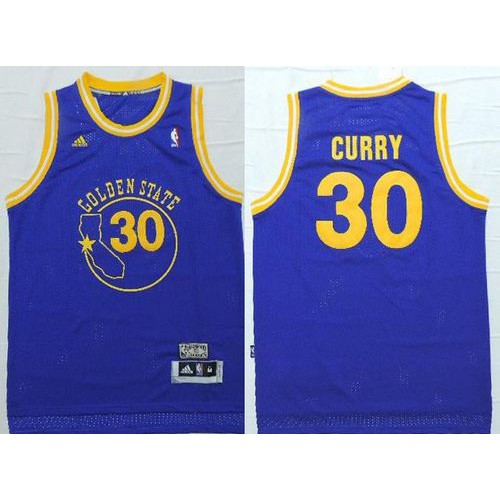 Golden State Warriors #30 Stephen Curry Blue New Throwback Stitched Jersey Mens