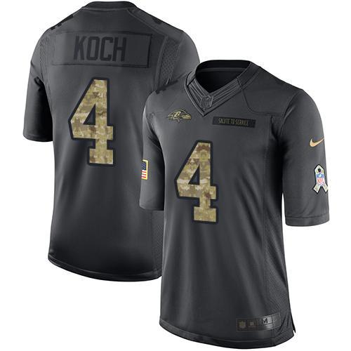 Baltimore Ravens #4 Sam Koch Black Men's Stitched Limited 2016 Salute to Service Jersey Men's