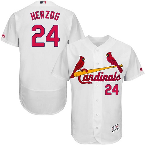 St.Louis Cardinals #24 Whitey Herzog White Flexbase Authentic Collection Stitched Jersey Men's