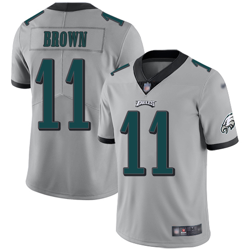 Eagles #11 A.J. Brown Silver Youth Stitched Limited Inverted Legend Jersey