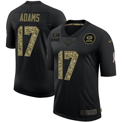 Green Bay Packers #17 Davante Adams Men's 2020 Salute To Service Camo Limited Jersey Black