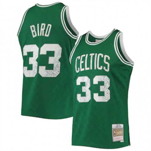 Boston Celtics #33 Larry Bird Mitchell & Ness 1996-97 Hardwood Classics 75th Anniversary Diamond Swingman Jersey - Green Mens