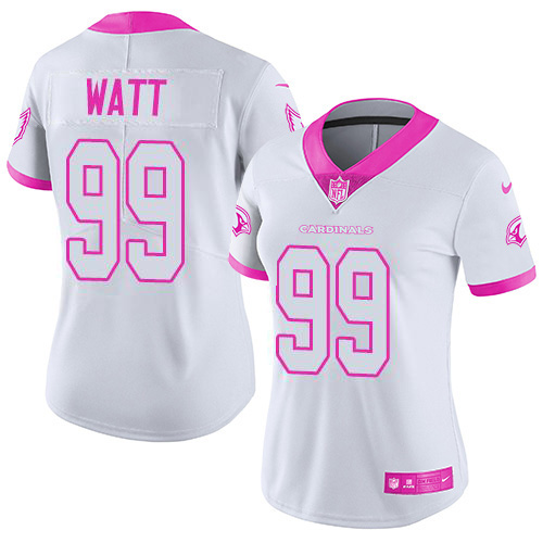 Cardinals #99 J.J. Watt White/Pink Women's Stitched Limited Rush Fashion Jersey