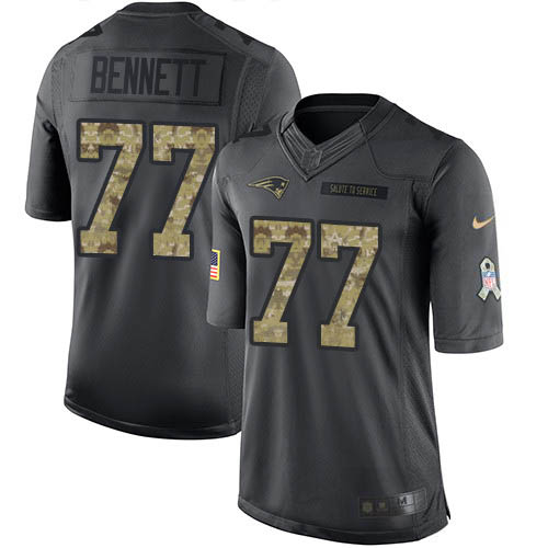New England Patriots #77 Michael Bennett Black Men's Stitched Limited 2016 Salute To Service Jersey Men's