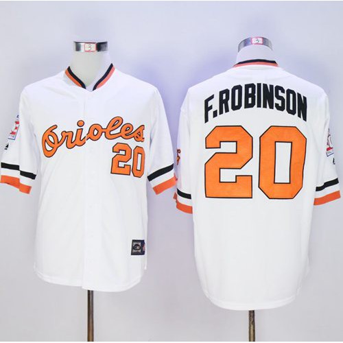 Mitchell And Ness Baltimore Orioles #20 Frank Robinson White Stitched Jersey Men's