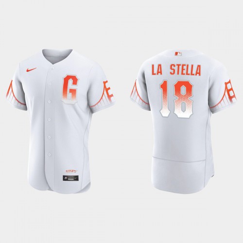 San Francisco San Francisco Giants #18 Tommy La Stella Men's 2021 City Connect Authentic White Jersey Men's