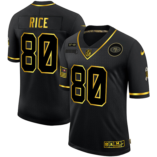 San Francisco 49ers #80 Jerry Rice Men's 2020 Salute To Service Golden Limited Jersey Black
