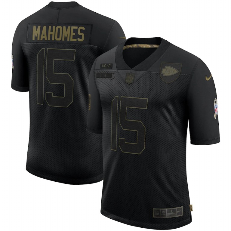 Kansas City Chiefs #15 Patrick Mahomes 2020 Salute To Service Limited Jersey Black