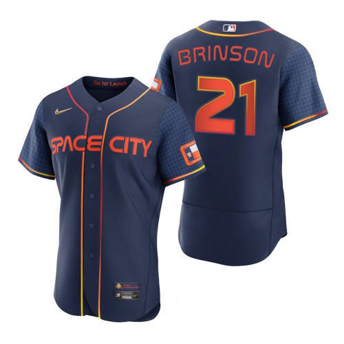 Houston Houston Astros #21 Lewis Brinson Navy Men's Authentic 2022 City Connect Jersey Men's
