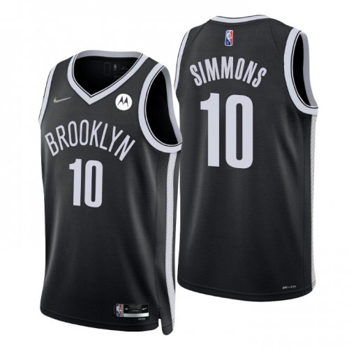 Brooklyn Nets #10 Ben Simmons Black Mens 2021-22 75th Anniversary Diamond Swingman Jersey - Icon Edition Mens