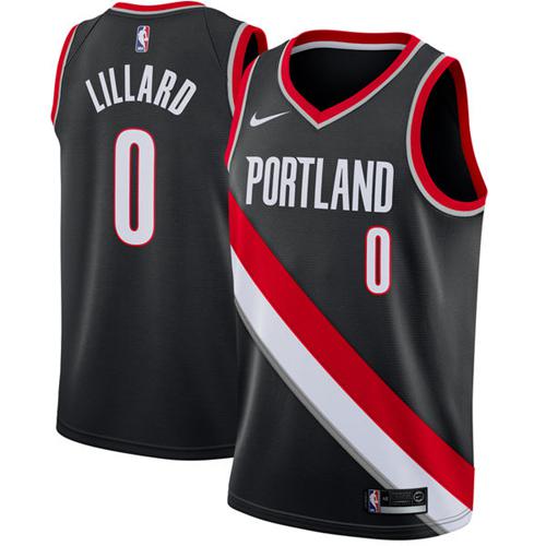 Portland Trail Blazers #0 Damian Lillard Black Swingman Icon Edition Jersey Mens