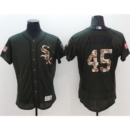 Chicago White Sox #45 Michael Jordan Green Flexbase Authentic Collection Salute to Service Stitched Jersey Men's