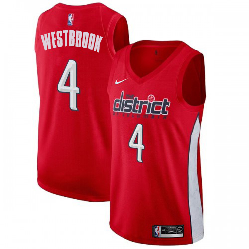 Washington Wizards #4 Russell Westbrook Red Swingman Earned Edition Jersey Mens
