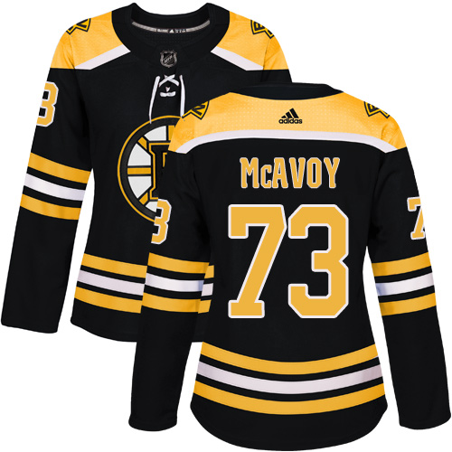 Adidas Boston Bruins #73 Charlie McAvoy Black Home Authentic Women's Stitched Jersey Womens