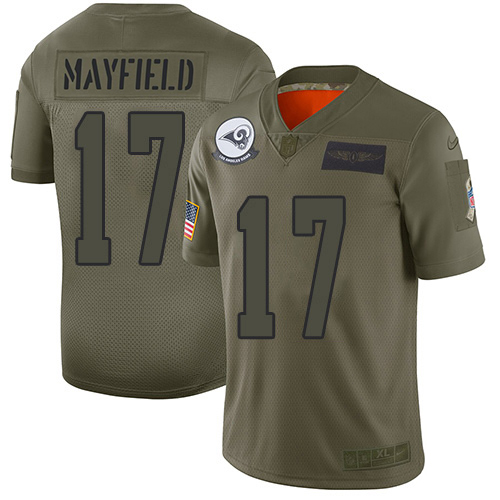 Rams #17 Baker Mayfield Camo Men's Stitched Limited 2019 Salute To Service Jersey