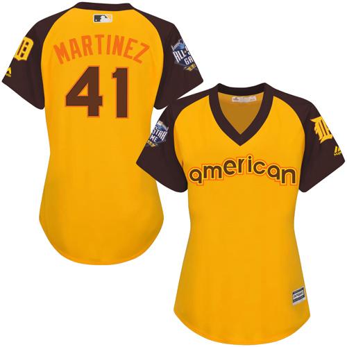 Detroit Tigers #41 Victor Martinez Gold 2016 All-Star American League Women's Stitched Jersey Womens