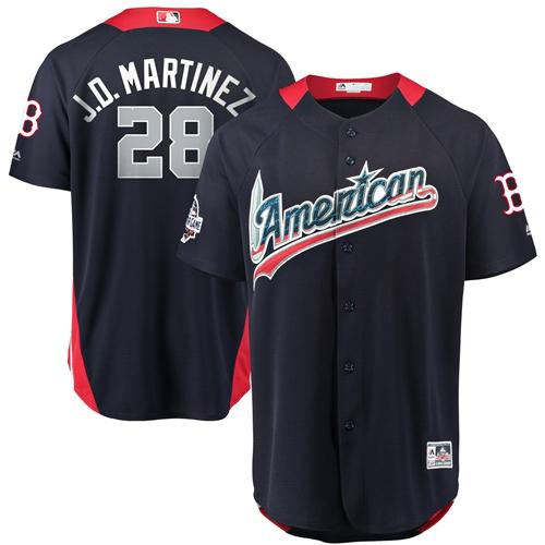 Boston Red Sox #28 J. D. Martinez Navy Blue 2018 All-Star American League Stitched Jersey Men's