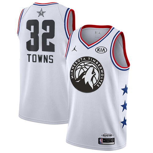 Minnesota Timberwolves #32 Karl-Anthony Towns White Jordan Swingman 2019 All-Star Game Jersey Mens
