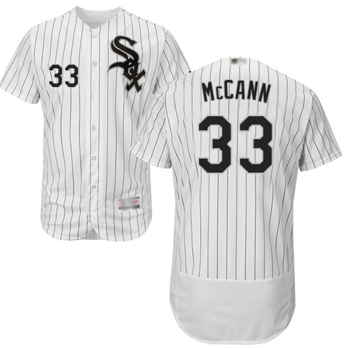 Chicago White Sox #33 James McCann White(Black Strip) Flexbase Authentic Collection Stitched Jersey Men's