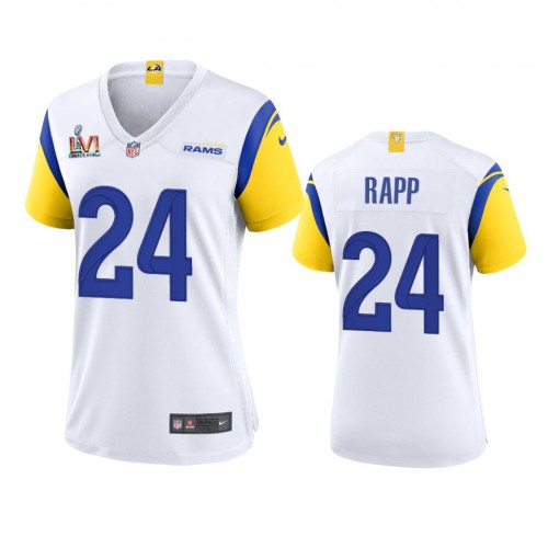 Los Angeles Los Angeles Rams #24 Taylor Rapp Women's Super Bowl LVI Patch Alternate Game Jersey - White Womens