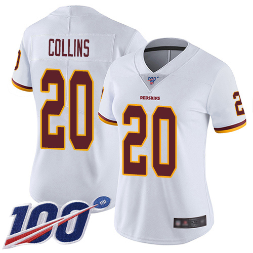Washington Commanders #20 Landon Collins White Women's Stitched 100th Season Vapor Limited Jersey Womens