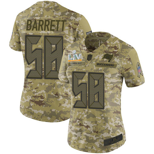 Tampa Bay Buccaneers #58 Shaquil Barrett Camo Women's Super Bowl LV Bound Stitched Limited 2018 Salute To Service Jersey Womens