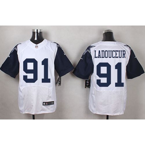 Dallas Cowboys #91 L. P. Ladouceur White Men's Stitched Elite Rush Jersey Men's