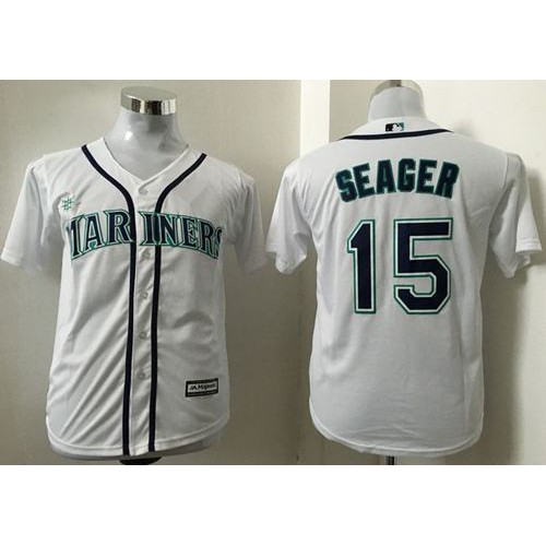 Seattle Mariners #15 Kyle Seager White Cool Base Stitched Youth Jersey Youth