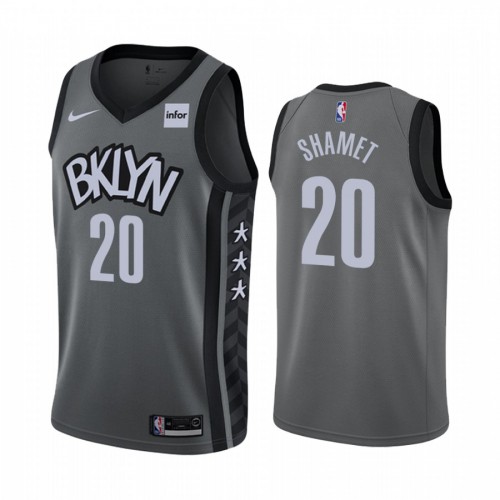 Brooklyn Nets #20 Landry Shamet Gray Swingman Statement Edition Jersey Mens