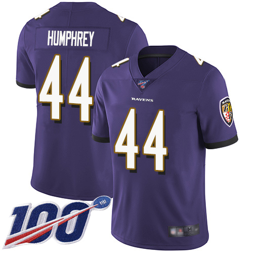 Ravens #44 Marlon Humphrey Purple Team Color Men's Stitched 100th Season Vapor Limited Jersey