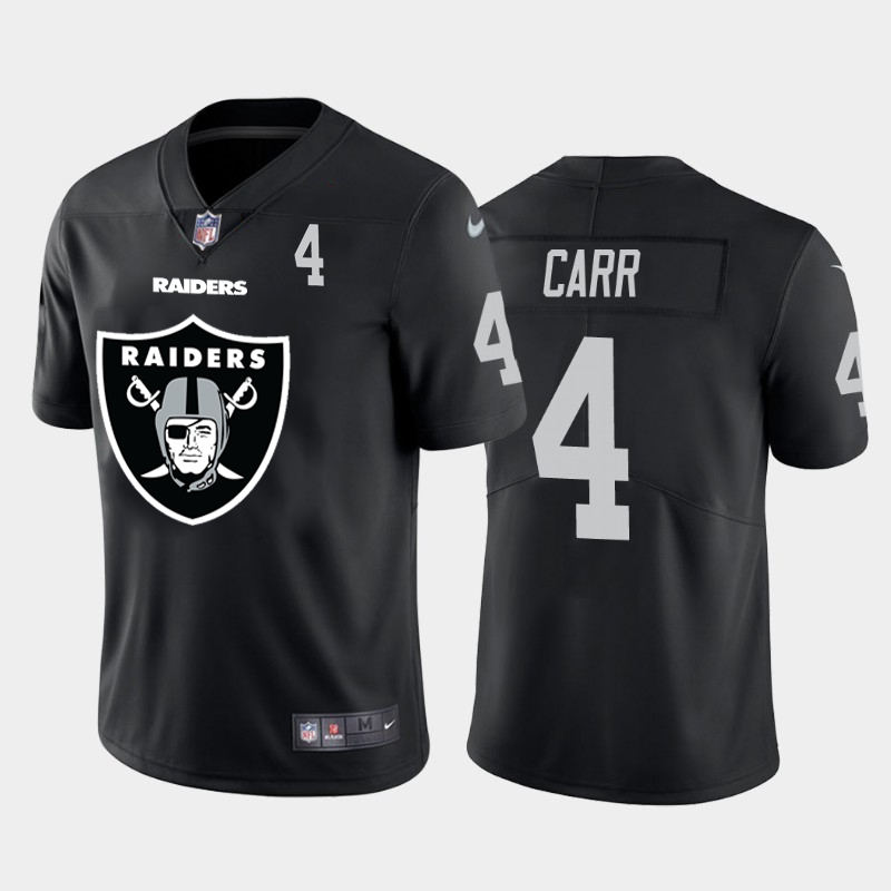 Las Vegas Raiders #4 Derek Carr Black Men's Big Team Logo Player Vapor Limited Jersey