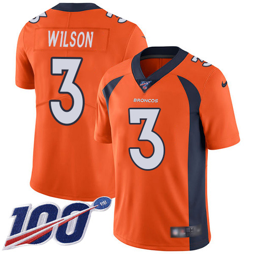 Broncos #3 Russell Wilson Orange Team Color Men's Stitched 100th Season Vapor Untouchable Limited Jersey